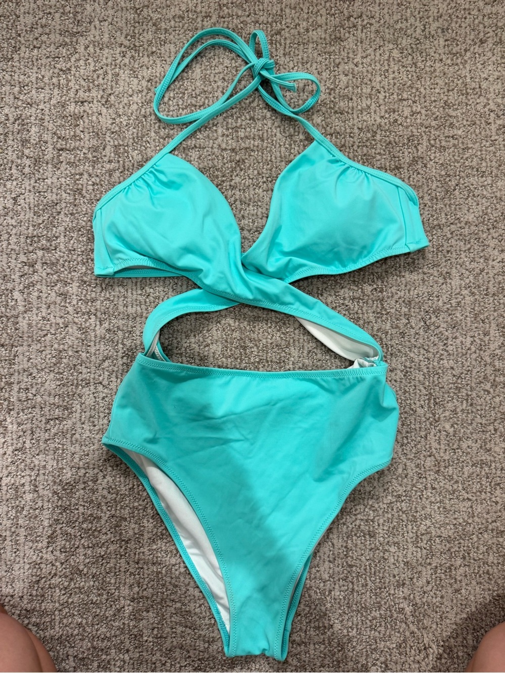 PINK Victoria's Secret Turquoise Cutout One-Piece Swimsuit